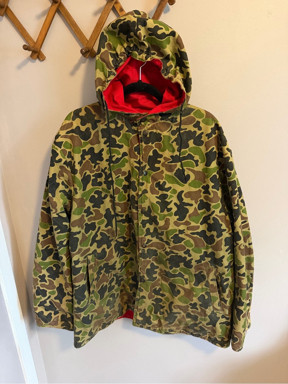 Vintage Hydro Duck Camo Reversible Hunting Jacket Red XL